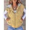imageEVALESS Puffer Vest Women Cropped Hooded Zip Up Quilted Sleeveless Jackets 2025 Fall Lightweight Coat with PocketsLight Khaki