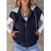 imageEVALESS Puffer Vest Women Cropped Hooded Zip Up Quilted Sleeveless Jackets 2025 Fall Lightweight Coat with PocketsNavy Blue