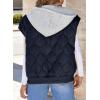 imageEVALESS Puffer Vest Women Cropped Hooded Zip Up Quilted Sleeveless Jackets 2025 Fall Lightweight Coat with PocketsNavy Blue