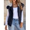 imageEVALESS Puffer Vest Women Cropped Hooded Zip Up Quilted Sleeveless Jackets 2025 Fall Lightweight Coat with PocketsNavy Blue