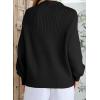 imageEVALESS Sweaters for Women Cute Lantern Sleeve Pullover Sweater Cable Knit Tops Fall Fashion Clothes Teacher OutfitsBlack