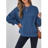 imageEVALESS Sweaters for Women Cute Lantern Sleeve Pullover Sweater Cable Knit Tops Fall Fashion Clothes Teacher OutfitsBlue