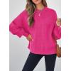imageEVALESS Sweaters for Women Cute Lantern Sleeve Pullover Sweater Cable Knit Tops Fall Fashion Clothes Teacher OutfitsBright Pink