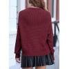 imageEVALESS Sweaters for Women Cute Lantern Sleeve Pullover Sweater Cable Knit Tops Fall Fashion Clothes Teacher OutfitsBurgundy