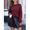 imageEVALESS Sweaters for Women Cute Lantern Sleeve Pullover Sweater Cable Knit Tops Fall Fashion Clothes Teacher OutfitsBurgundy