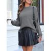 imageEVALESS Sweaters for Women Cute Lantern Sleeve Pullover Sweater Cable Knit Tops Fall Fashion Clothes Teacher OutfitsLight Grey