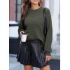 imageEVALESS Sweaters for Women Cute Lantern Sleeve Pullover Sweater Cable Knit Tops Fall Fashion Clothes Teacher OutfitsMoss Green