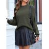 imageEVALESS Sweaters for Women Cute Lantern Sleeve Pullover Sweater Cable Knit Tops Fall Fashion Clothes Teacher OutfitsMoss Green