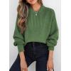 imageEVALESS Sweaters for Women Cute Lantern Sleeve Pullover Sweater Cable Knit Tops Fall Fashion Clothes Teacher OutfitsVineyard Green