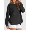 imageEVALESS Sweatshirt for Women Crewneck Long Sleeve Side Split Tops Casual Solid Color Loose Pullover Shirts 2025 ClothesBlack