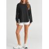 imageEVALESS Sweatshirt for Women Crewneck Long Sleeve Side Split Tops Casual Solid Color Loose Pullover Shirts 2025 ClothesBlack