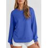 imageEVALESS Sweatshirt for Women Crewneck Long Sleeve Side Split Tops Casual Solid Color Loose Pullover Shirts 2025 ClothesBlue