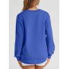 imageEVALESS Sweatshirt for Women Crewneck Long Sleeve Side Split Tops Casual Solid Color Loose Pullover Shirts 2025 ClothesBlue