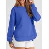 imageEVALESS Sweatshirt for Women Crewneck Long Sleeve Side Split Tops Casual Solid Color Loose Pullover Shirts 2025 ClothesBlue