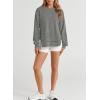 imageEVALESS Sweatshirt for Women Crewneck Long Sleeve Side Split Tops Casual Solid Color Loose Pullover Shirts 2025 ClothesGray