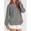 imageEVALESS Sweatshirt for Women Crewneck Long Sleeve Side Split Tops Casual Solid Color Loose Pullover Shirts 2025 ClothesGray