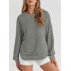 imageEVALESS Sweatshirt for Women Crewneck Long Sleeve Side Split Tops Casual Solid Color Loose Pullover Shirts 2025 ClothesGray