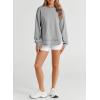 imageEVALESS Sweatshirt for Women Crewneck Long Sleeve Side Split Tops Casual Solid Color Loose Pullover Shirts 2025 ClothesLight Gray