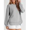 imageEVALESS Sweatshirt for Women Crewneck Long Sleeve Side Split Tops Casual Solid Color Loose Pullover Shirts 2025 ClothesLight Gray