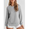 imageEVALESS Sweatshirt for Women Crewneck Long Sleeve Side Split Tops Casual Solid Color Loose Pullover Shirts 2025 ClothesLight Gray