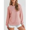 imageEVALESS Sweatshirt for Women Crewneck Long Sleeve Side Split Tops Casual Solid Color Loose Pullover Shirts 2025 ClothesPink