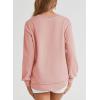 imageEVALESS Sweatshirt for Women Crewneck Long Sleeve Side Split Tops Casual Solid Color Loose Pullover Shirts 2025 ClothesPink