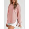 imageEVALESS Sweatshirt for Women Crewneck Long Sleeve Side Split Tops Casual Solid Color Loose Pullover Shirts 2025 ClothesPink