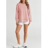 imageEVALESS Sweatshirt for Women Crewneck Long Sleeve Side Split Tops Casual Solid Color Loose Pullover Shirts 2025 ClothesPink