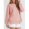 imageEVALESS Sweatshirt for Women Crewneck Long Sleeve Side Split Tops Casual Solid Color Loose Pullover Shirts 2025 ClothesPink