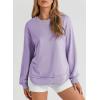imageEVALESS Sweatshirt for Women Crewneck Long Sleeve Side Split Tops Casual Solid Color Loose Pullover Shirts 2025 ClothesPurple