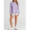 imageEVALESS Sweatshirt for Women Crewneck Long Sleeve Side Split Tops Casual Solid Color Loose Pullover Shirts 2025 ClothesPurple
