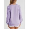 imageEVALESS Sweatshirt for Women Crewneck Long Sleeve Side Split Tops Casual Solid Color Loose Pullover Shirts 2025 ClothesPurple