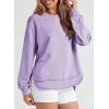imageEVALESS Sweatshirt for Women Crewneck Long Sleeve Side Split Tops Casual Solid Color Loose Pullover Shirts 2025 ClothesPurple