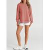 imageEVALESS Sweatshirt for Women Crewneck Long Sleeve Side Split Tops Casual Solid Color Loose Pullover Shirts 2025 ClothesRed