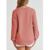 imageEVALESS Sweatshirt for Women Crewneck Long Sleeve Side Split Tops Casual Solid Color Loose Pullover Shirts 2025 ClothesRed