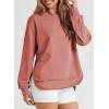imageEVALESS Sweatshirt for Women Crewneck Long Sleeve Side Split Tops Casual Solid Color Loose Pullover Shirts 2025 ClothesRed