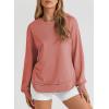 imageEVALESS Sweatshirt for Women Crewneck Long Sleeve Side Split Tops Casual Solid Color Loose Pullover Shirts 2025 ClothesRed