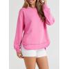 imageEVALESS Sweatshirt for Women Crewneck Long Sleeve Side Split Tops Casual Solid Color Loose Pullover Shirts 2025 ClothesRose