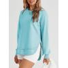 imageEVALESS Sweatshirt for Women Crewneck Long Sleeve Side Split Tops Casual Solid Color Loose Pullover Shirts 2025 ClothesSky Blue