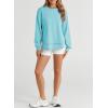 imageEVALESS Sweatshirt for Women Crewneck Long Sleeve Side Split Tops Casual Solid Color Loose Pullover Shirts 2025 ClothesSky Blue