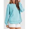 imageEVALESS Sweatshirt for Women Crewneck Long Sleeve Side Split Tops Casual Solid Color Loose Pullover Shirts 2025 ClothesSky Blue
