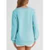 imageEVALESS Sweatshirt for Women Crewneck Long Sleeve Side Split Tops Casual Solid Color Loose Pullover Shirts 2025 ClothesSky Blue