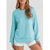 imageEVALESS Sweatshirt for Women Crewneck Long Sleeve Side Split Tops Casual Solid Color Loose Pullover Shirts 2025 ClothesSky Blue