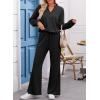 imageEVALESS Two Piece Sets for Women V Neck Long Sleeve Sweatshirts and Wide Leg Pants Sweatsuits Matching Sets Women ClothingBlack