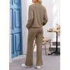 imageEVALESS Two Piece Sets for Women V Neck Long Sleeve Sweatshirts and Wide Leg Pants Sweatsuits Matching Sets Women ClothingCoffee
