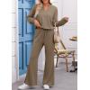 imageEVALESS Two Piece Sets for Women V Neck Long Sleeve Sweatshirts and Wide Leg Pants Sweatsuits Matching Sets Women ClothingCoffee
