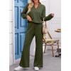 imageEVALESS Two Piece Sets for Women V Neck Long Sleeve Sweatshirts and Wide Leg Pants Sweatsuits Matching Sets Women ClothingFour Leaf Clover