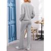 imageEVALESS Two Piece Sets for Women V Neck Long Sleeve Sweatshirts and Wide Leg Pants Sweatsuits Matching Sets Women ClothingGray