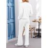 imageEVALESS Two Piece Sets for Women V Neck Long Sleeve Sweatshirts and Wide Leg Pants Sweatsuits Matching Sets Women ClothingWhite