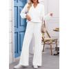 imageEVALESS Two Piece Sets for Women V Neck Long Sleeve Sweatshirts and Wide Leg Pants Sweatsuits Matching Sets Women ClothingWhite